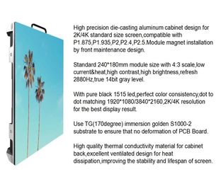 P2.5 แผงวิดีโอติดผนัง LED ในร่ม 1R1G1B 14 - 16 บิตสีเทาสเกลความละเอียด 96 * 72